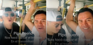 Pipe Bueno y Jhonny Rivera cantaron en TransMilenio