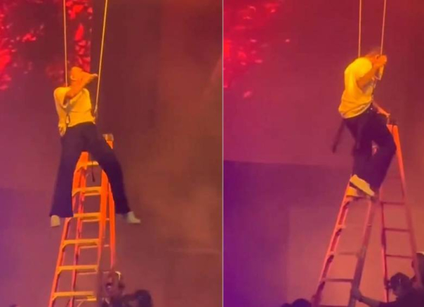 Chris Brown quedó suspendido en el aire