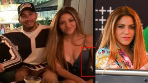 Shakira posa con Lewis Hamilton y la toma por la cintura